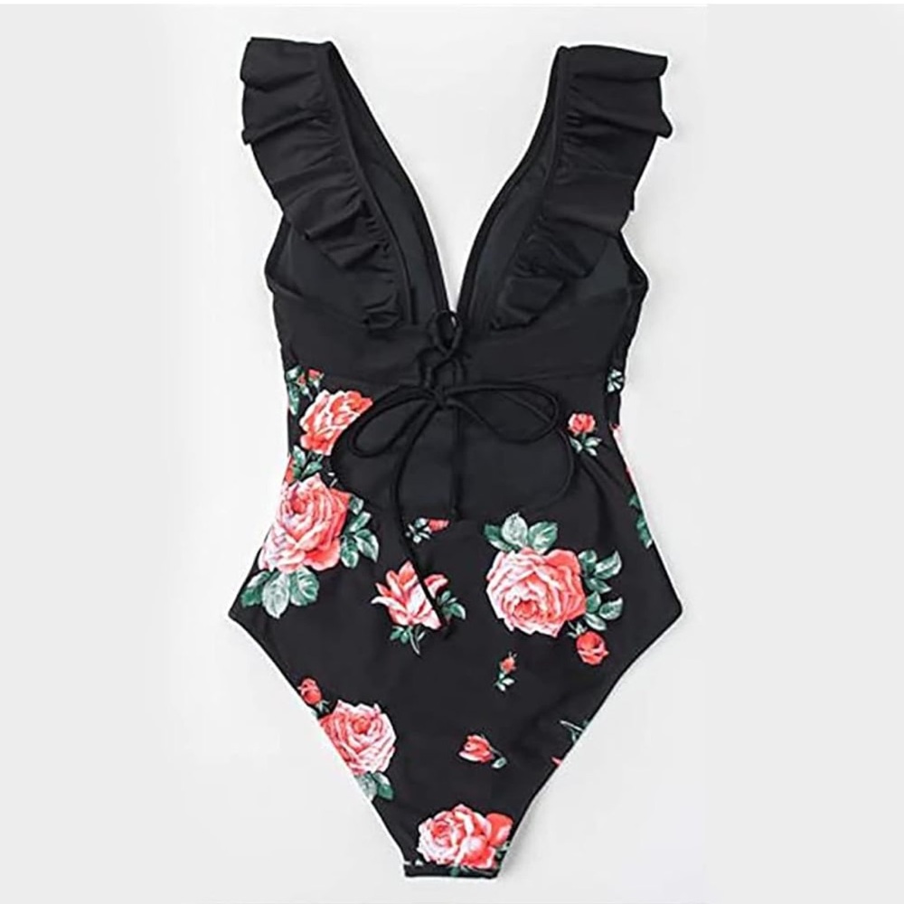 Women's‎ Slimming One Piece Swimsuit Tummy Control Bathing Suit Ruffle Size L - Picture 2 of 4